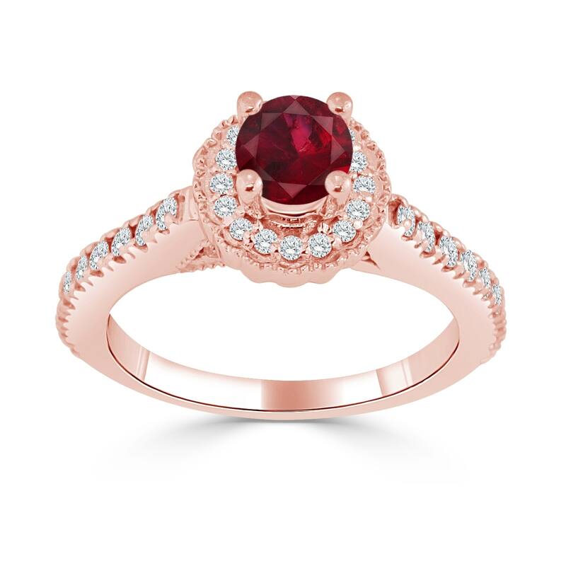 Auriya 1/3ct Ruby and 2/5ct TDW Diamond Halo Engagement Ring 14K Gold