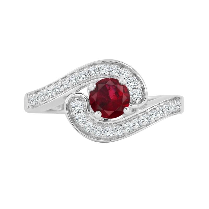 Auriya 14K Gold 1/2ct Ruby and 1/4ct TDW Diamond Engagement Ring (H-I, SI1-SI2) - Red