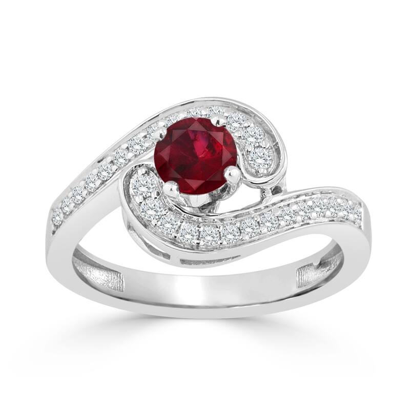 Auriya 14K Gold 1/2ct Ruby and 1/4ct TDW Diamond Engagement Ring (H-I, SI1-SI2) - Red