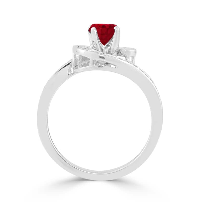 Auriya 14K Gold 1/2ct Ruby and 1/4ct TDW Diamond Engagement Ring (H-I, SI1-SI2) - Red