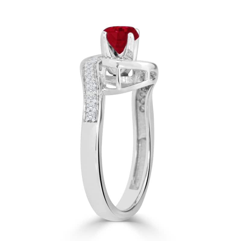 Auriya 14K Gold 1/2ct Ruby and 1/4ct TDW Diamond Engagement Ring (H-I, SI1-SI2) - Red