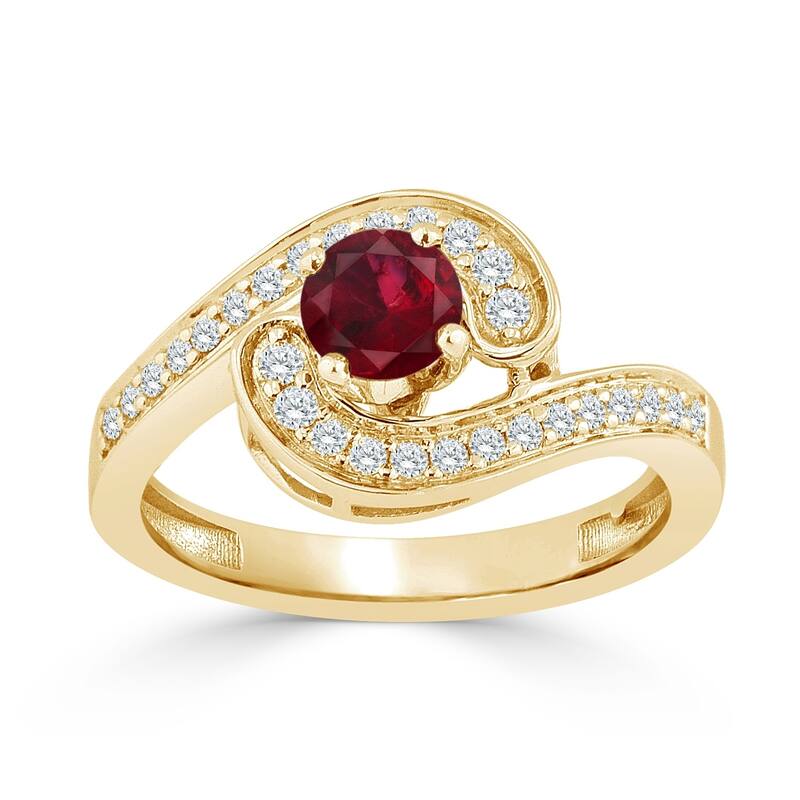 Auriya 14K Gold 1/2ct Ruby and 1/4ct TDW Diamond Engagement Ring (H-I, SI1-SI2) - Red