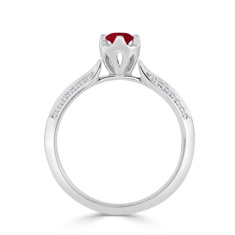 Auriya 1/5ct Ruby and 1/7ct TDW Diamond Engagement Ring 14K Gold
