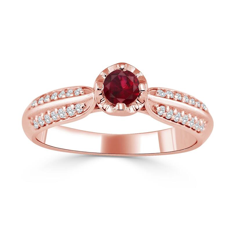 Auriya 1/5ct Ruby and 1/7ct TDW Diamond Engagement Ring 14K Gold