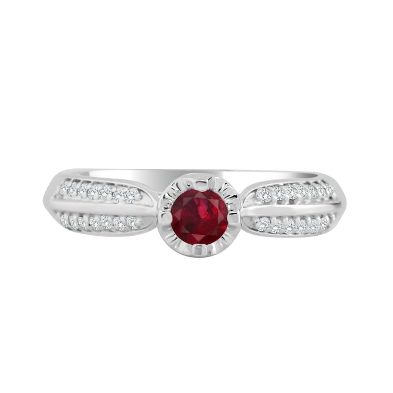 Auriya 1/5ct Ruby and 1/7ct TDW Diamond Engagement Ring 14K Gold