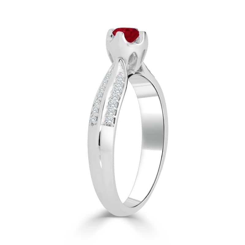 Auriya 1/5ct Ruby and 1/7ct TDW Diamond Engagement Ring 14K Gold