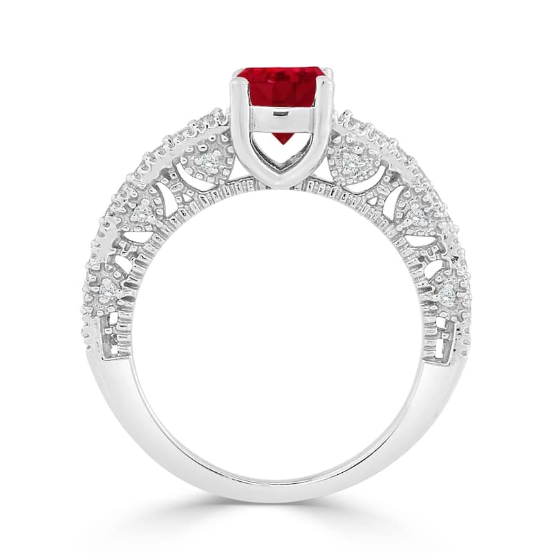 Auriya 14K Gold 3/4ct Ruby and 1/3ct TDW Diamond Engagement Ring (H-I, SI1-SI2) - Red