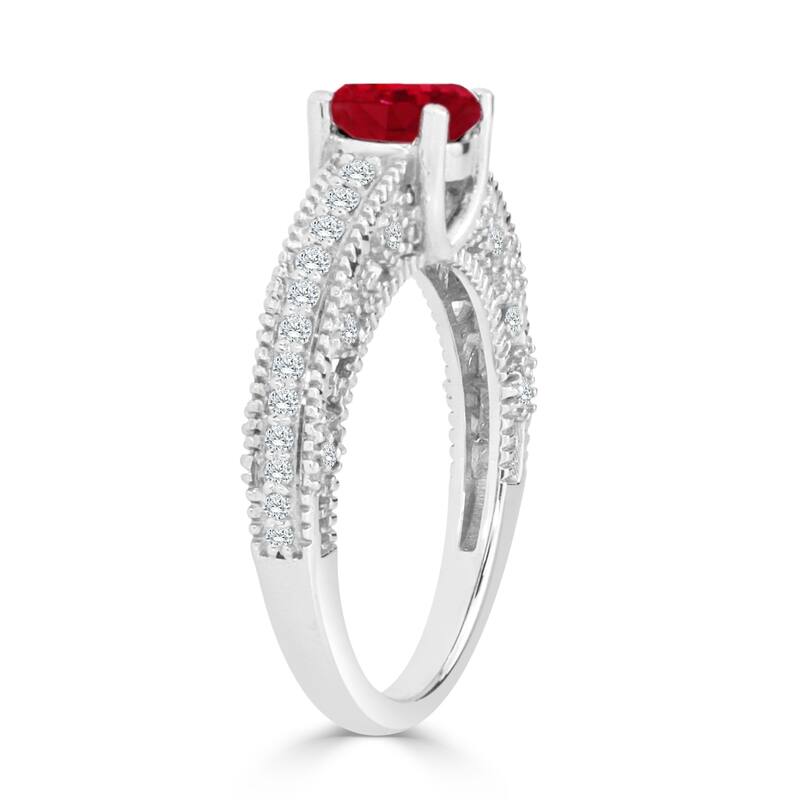 Auriya 14K Gold 3/4ct Ruby and 1/3ct TDW Diamond Engagement Ring (H-I, SI1-SI2) - Red