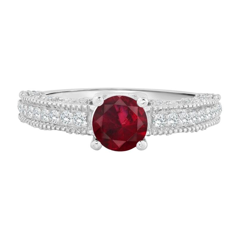 Auriya 14K Gold 3/4ct Ruby and 1/3ct TDW Diamond Engagement Ring (H-I, SI1-SI2) - Red