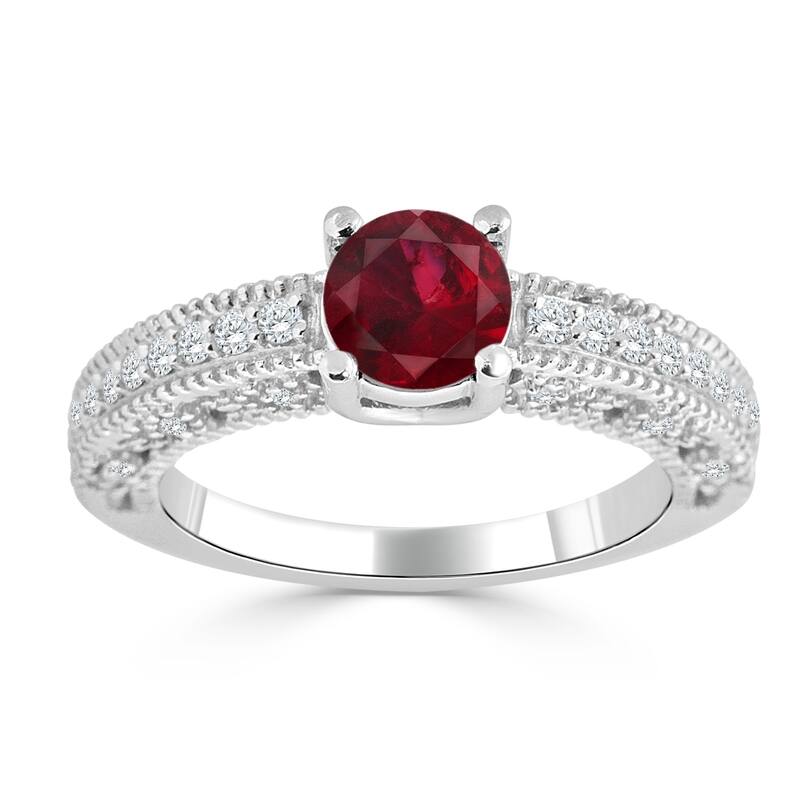 Auriya 14K Gold 3/4ct Ruby and 1/3ct TDW Diamond Engagement Ring (H-I, SI1-SI2) - Red