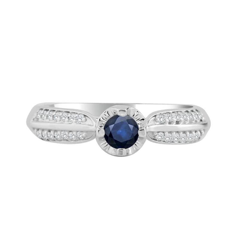 Auriya 14K Gold 1/5ct Blue Sapphire and 1/7ct TDW Diamond Engagement Ring