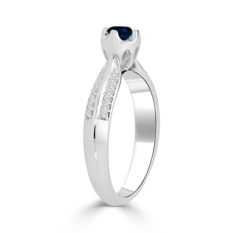 Auriya 14K Gold 1/5ct Blue Sapphire and 1/7ct TDW Diamond Engagement Ring