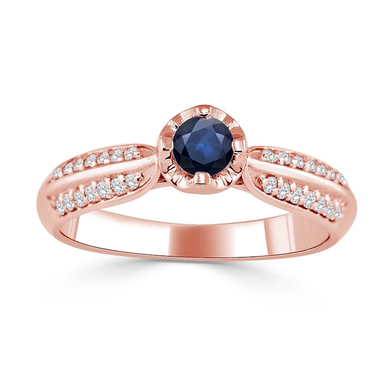 Auriya 14K Gold 1/5ct Blue Sapphire and 1/7ct TDW Diamond Engagement Ring