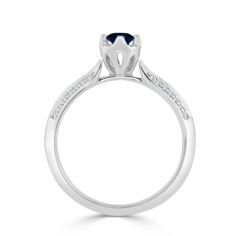 Auriya 14K Gold 1/5ct Blue Sapphire and 1/7ct TDW Diamond Engagement Ring