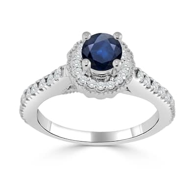 Auriya 14K Gold 1/3ct Blue Sapphire and 2/5ct TDW Diamond Engagement Ring