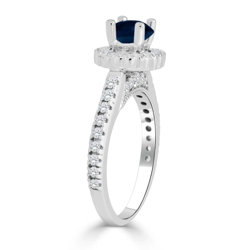 Auriya 14K Gold 1/3ct Blue Sapphire and 2/5ct TDW Diamond Engagement Ring