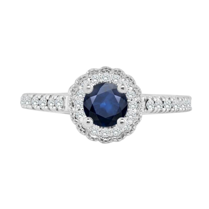 Auriya 14K Gold 1/3ct Blue Sapphire and 2/5ct TDW Diamond Engagement Ring