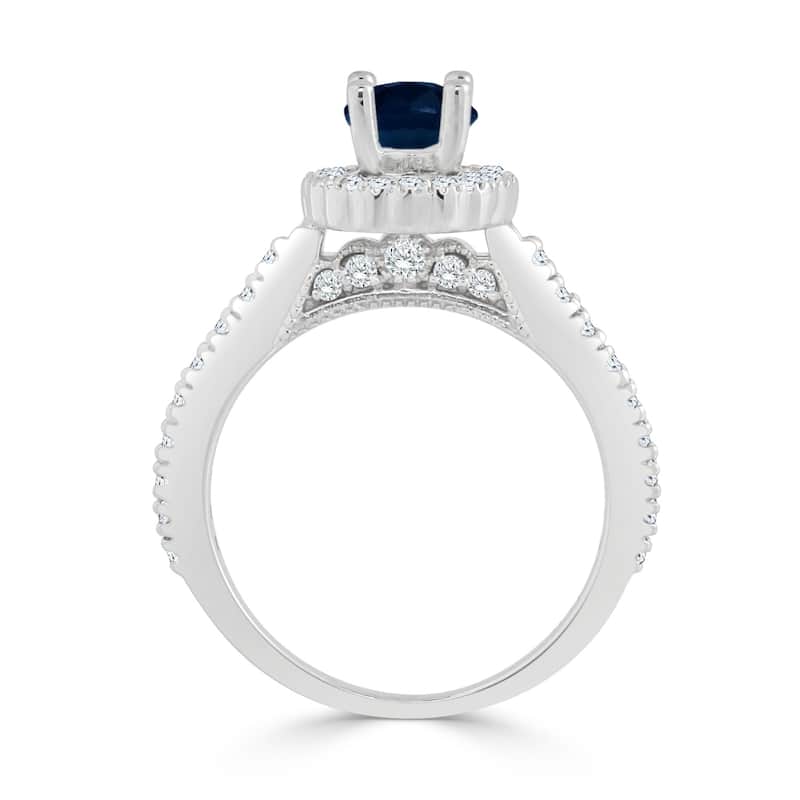 Auriya 14K Gold 1/3ct Blue Sapphire and 2/5ct TDW Diamond Engagement Ring