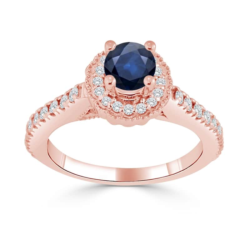 Auriya 14K Gold 1/3ct Blue Sapphire and 2/5ct TDW Diamond Engagement Ring