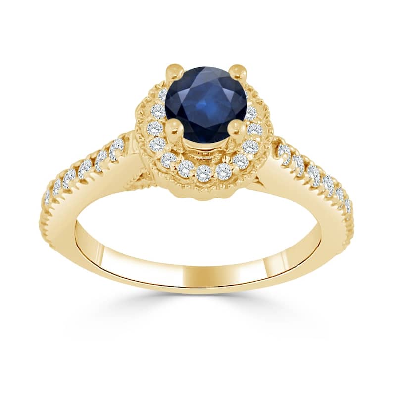 Auriya 14K Gold 1/3ct Blue Sapphire and 2/5ct TDW Diamond Engagement Ring
