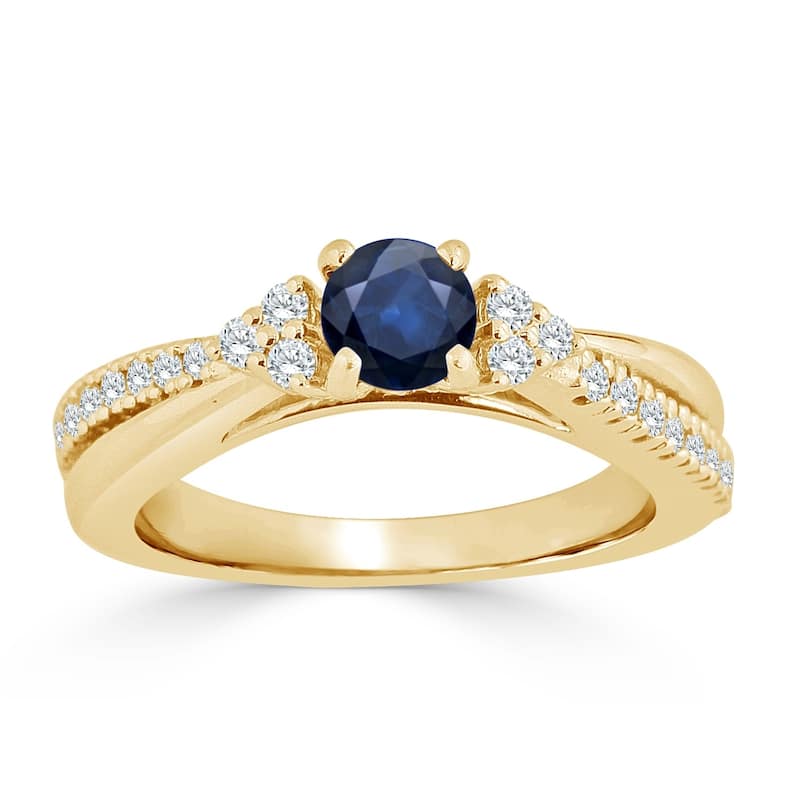 Auriya 14K Gold 1/2ct Blue Sapphire and 1/3ctw Diamond Engagement Ring