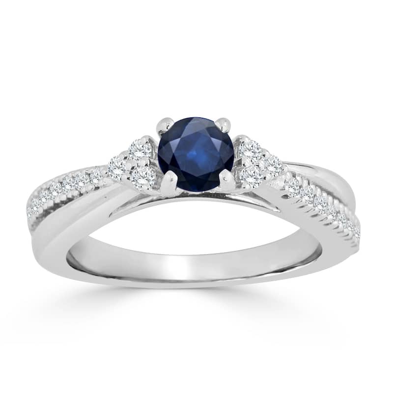 Auriya 14K Gold 1/2ct Blue Sapphire and 1/3ctw Diamond Engagement Ring
