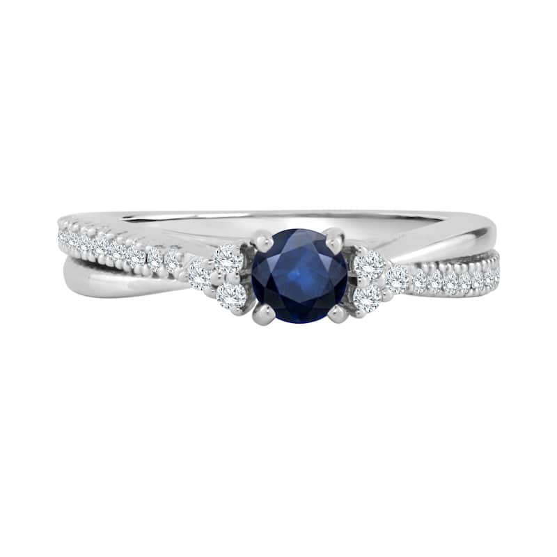 Auriya 14K Gold 1/2ct Blue Sapphire and 1/3ctw Diamond Engagement Ring