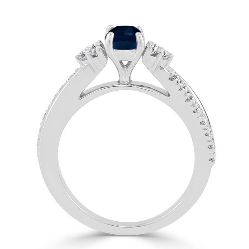 Auriya 14K Gold 1/2ct Blue Sapphire and 1/3ctw Diamond Engagement Ring