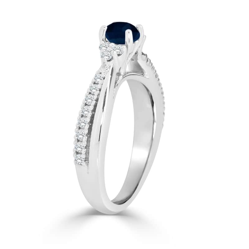 Auriya 14K Gold 1/2ct Blue Sapphire and 1/3ctw Diamond Engagement Ring