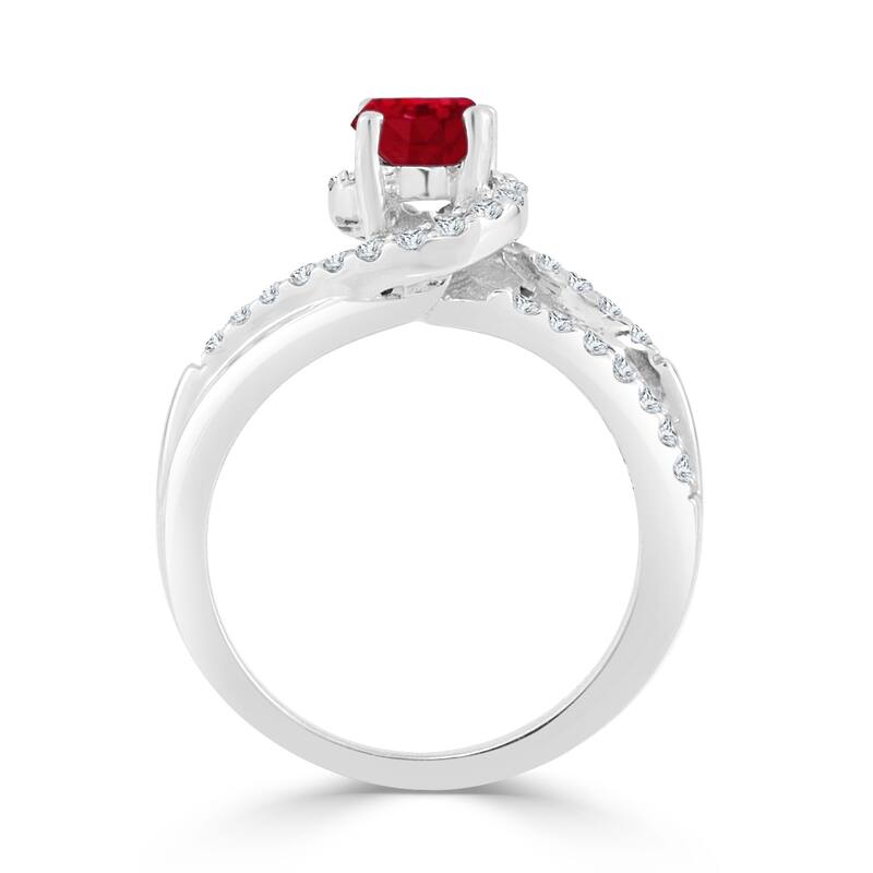 Auriya 14K Gold 5/8ct Ruby and 2/5ct TDW Diamond Engagement Ring (H-I, SI1-SI2) - Red