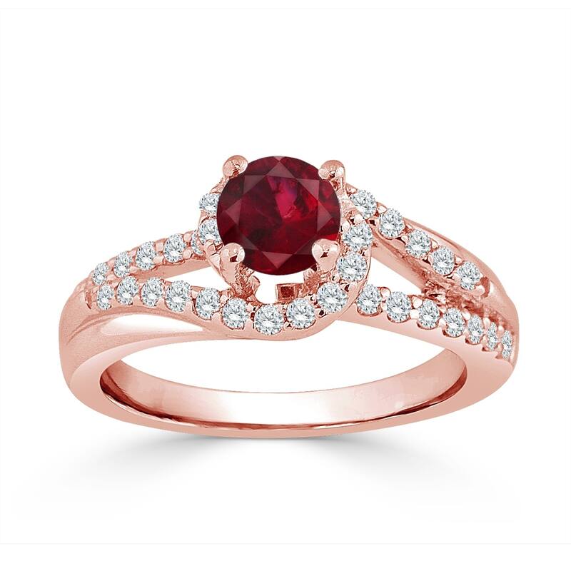 Auriya 14K Gold 5/8ct Ruby and 2/5ct TDW Diamond Engagement Ring (H-I, SI1-SI2) - Red