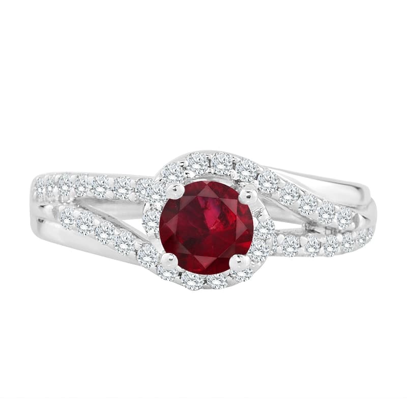 Auriya 14K Gold 5/8ct Ruby and 2/5ct TDW Diamond Engagement Ring (H-I, SI1-SI2) - Red