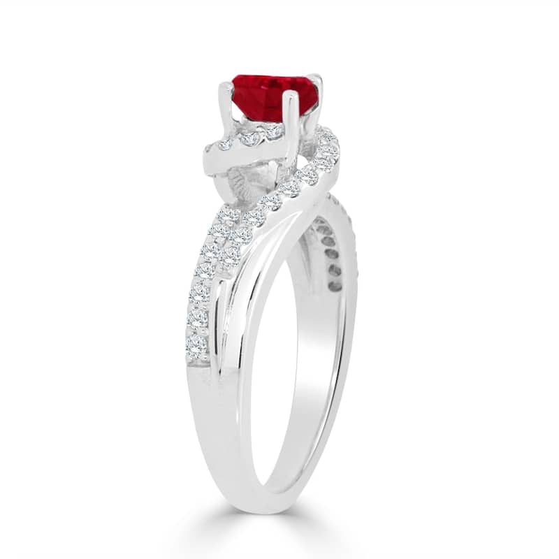 Auriya 14K Gold 5/8ct Ruby and 2/5ct TDW Diamond Engagement Ring (H-I, SI1-SI2) - Red