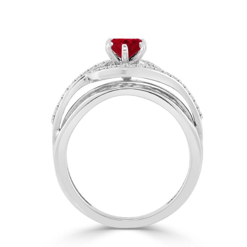 Auriya 14K Gold 1/2ct Ruby and Diamond Swirl Engagement Ring (H-I, SI1-SI2) - Red