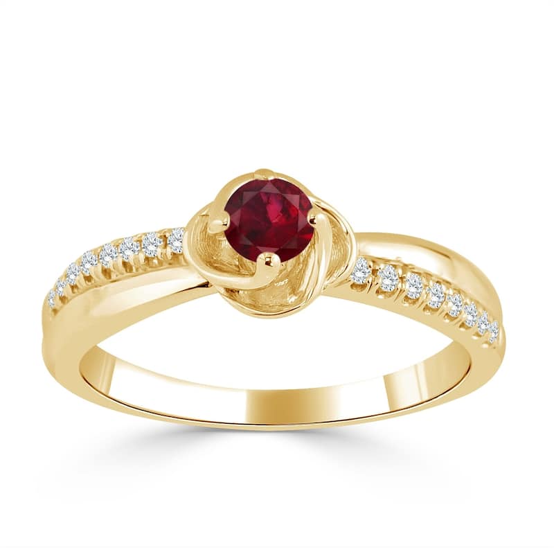 Auriya 14K Gold 1/4ct Blue Sapphire and 1/10ct TDW Diamond Engagement Ring