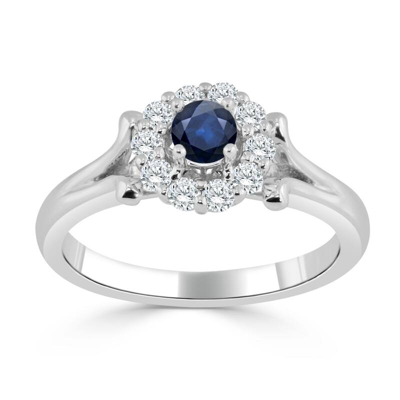 Auriya 14K Gold 1/4ct Blue Sapphire and 1/3ct TDW Diamond Engagement Ring