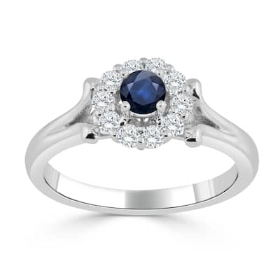 Auriya 14K Gold 1/4ct Blue Sapphire and 1/3ct TDW Diamond Engagement Ring