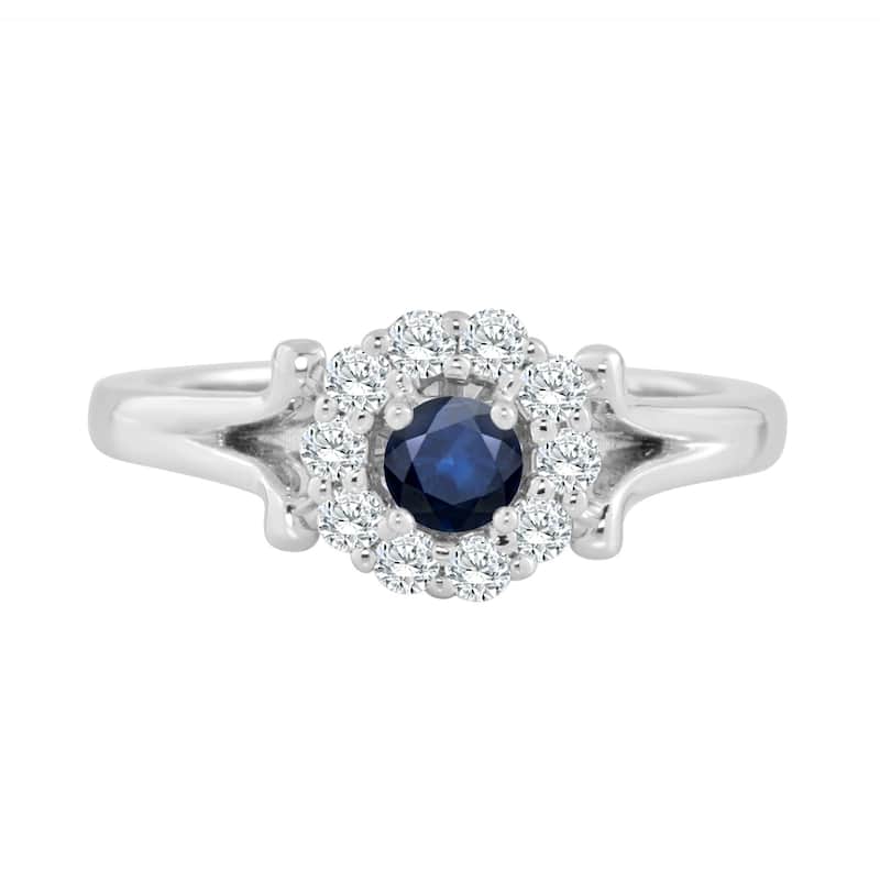 Auriya 14K Gold 1/4ct Blue Sapphire and 1/3ct TDW Diamond Engagement Ring