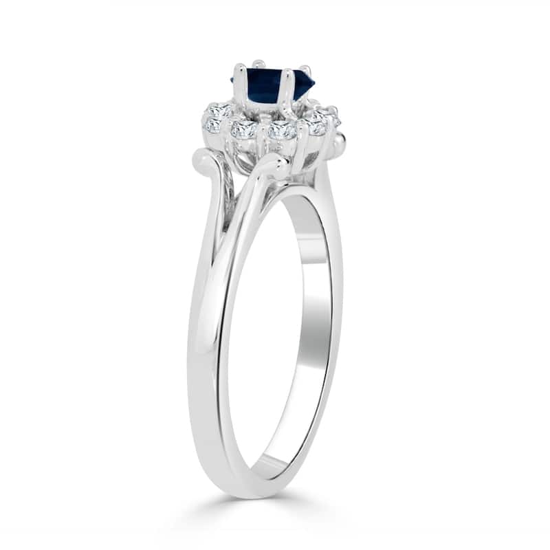 Auriya 14K Gold 1/4ct Blue Sapphire and 1/3ct TDW Diamond Engagement Ring