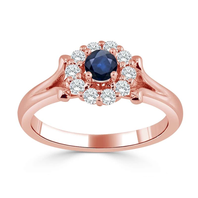 Auriya 14K Gold 1/4ct Blue Sapphire and 1/3ct TDW Diamond Engagement Ring