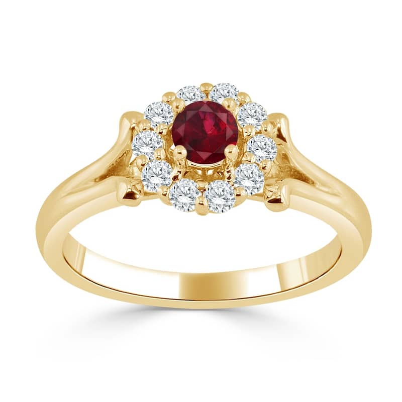 Auriya 14K Gold 1/4ct Ruby and 1/3ct TDW Diamond Engagement Ring (H-I, SI1-SI2) - Red