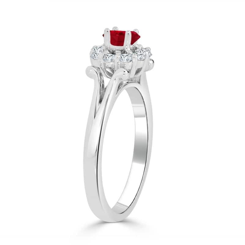 Auriya 14K Gold 1/4ct Ruby and 1/3ct TDW Diamond Engagement Ring (H-I, SI1-SI2) - Red