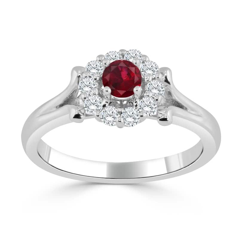 Auriya 14K Gold 1/4ct Ruby and 1/3ct TDW Diamond Engagement Ring (H-I, SI1-SI2) - Red