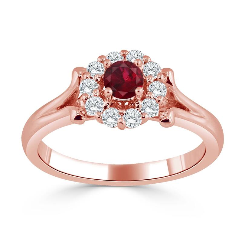 Auriya 14K Gold 1/4ct Ruby and 1/3ct TDW Diamond Engagement Ring (H-I, SI1-SI2) - Red