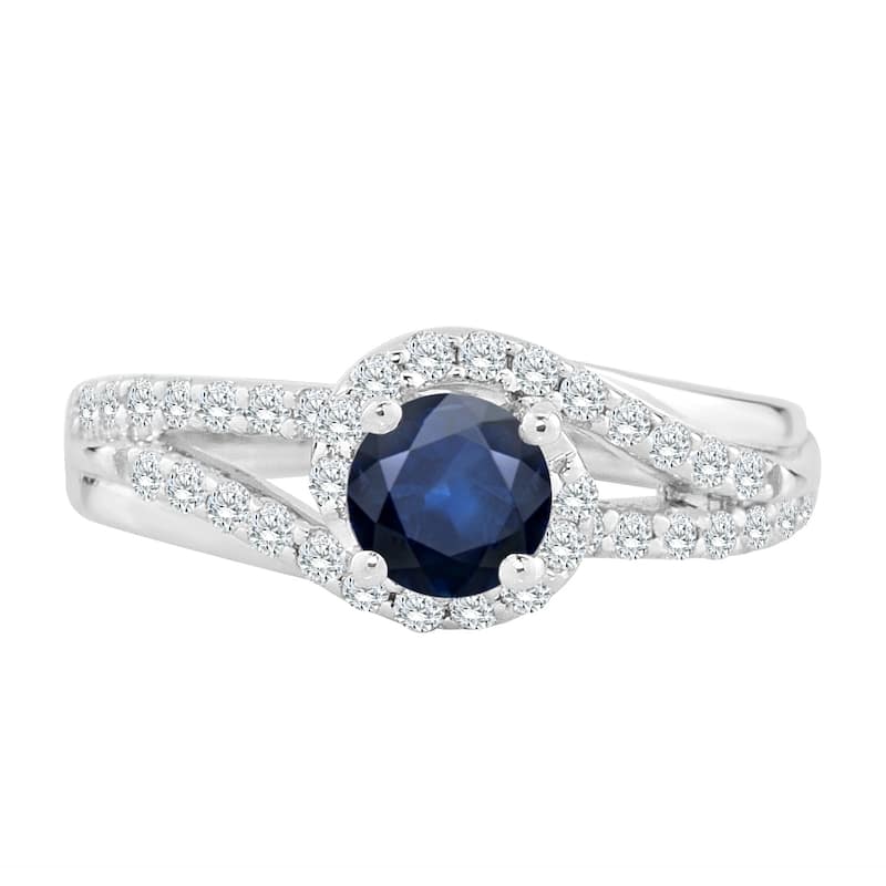 Auriya 14K Gold 5/8ct Blue Sapphire and 2/5ct TDW Diamond Engagement Ring