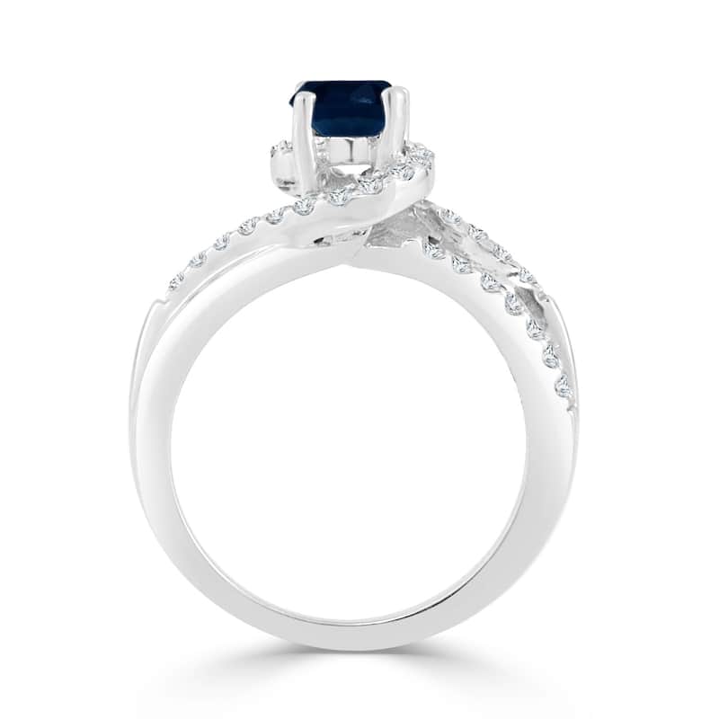 Auriya 14K Gold 5/8ct Blue Sapphire and 2/5ct TDW Diamond Engagement Ring