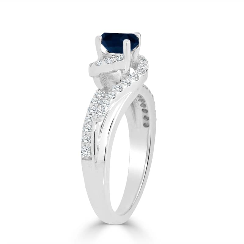 Auriya 14K Gold 5/8ct Blue Sapphire and 2/5ct TDW Diamond Engagement Ring