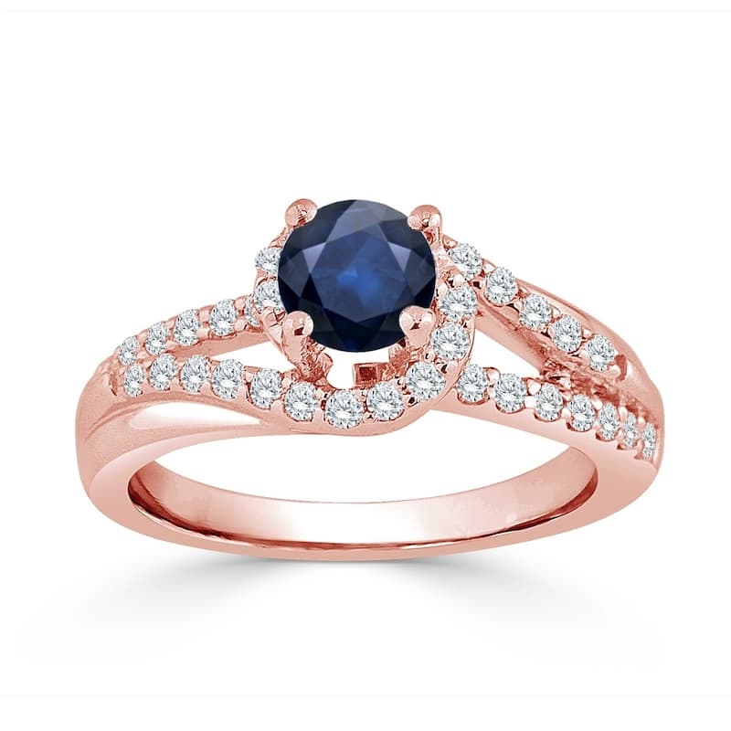 Auriya 14K Gold 5/8ct Blue Sapphire and 2/5ct TDW Diamond Engagement Ring