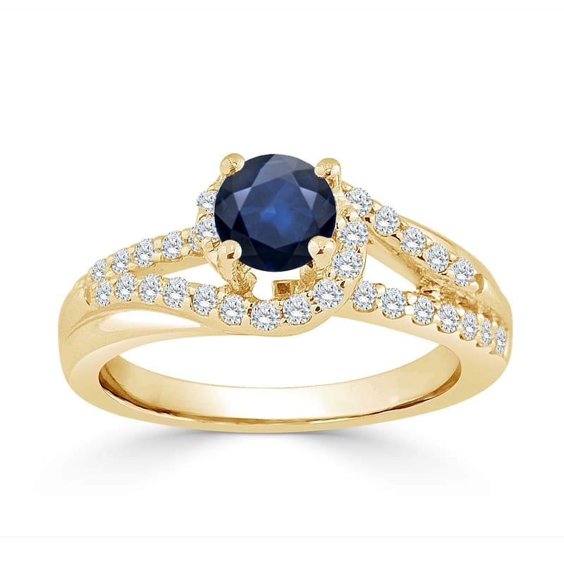 Auriya 14K Gold 5/8ct Blue Sapphire and 2/5ct TDW Diamond Engagement Ring