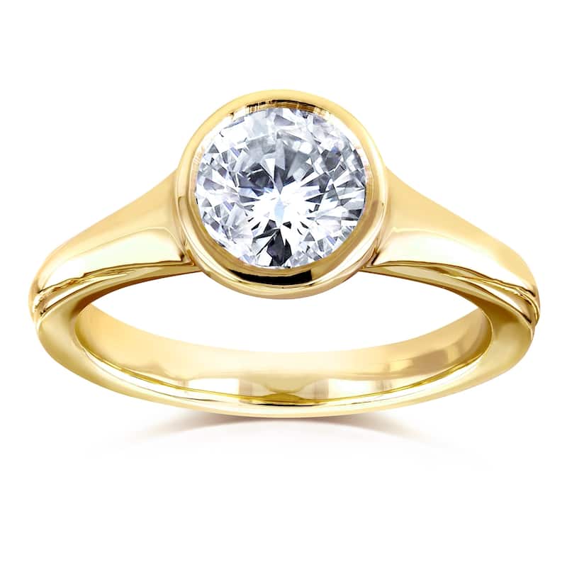 Annello by Kobelli 14k Yellow Gold 1 Carat Diamond Round Solitaire Bezel Engagement Ring